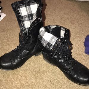 Black lace up combat boots